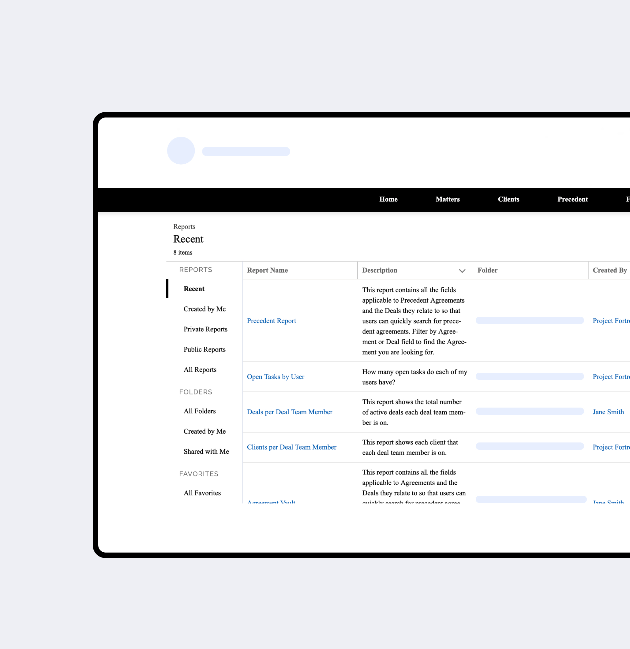 Page with reports Page with reports